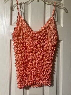 Ruched Coral Tank Top - Women's Sleeveless Camisole Bubble Tank